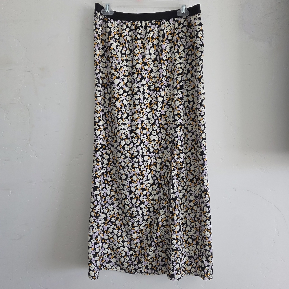Floral Maxi Skirt - Black and White